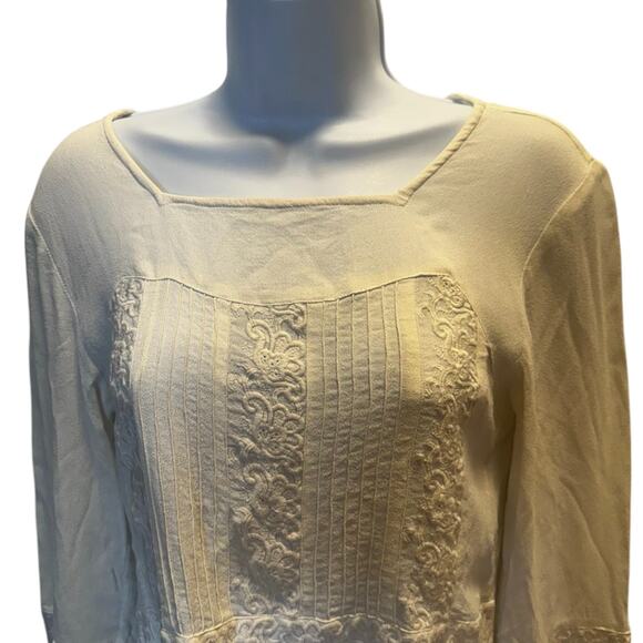 VTG April Cornell Boho Prairie Fairy Lace Bell Sleeve Blouse M Peasant Victorian - Picture 5 of 12